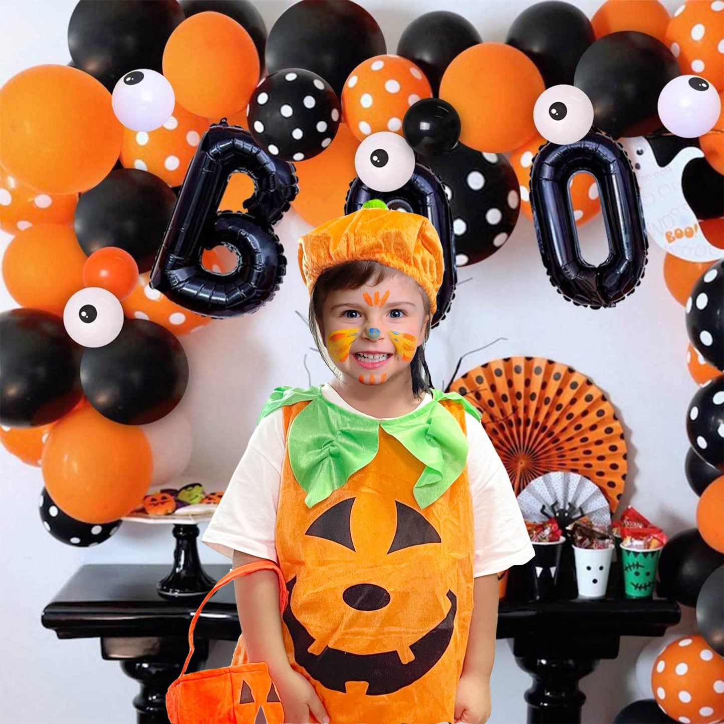 ASSUGO Costum Halloween dovleac cu palarie si sacosa