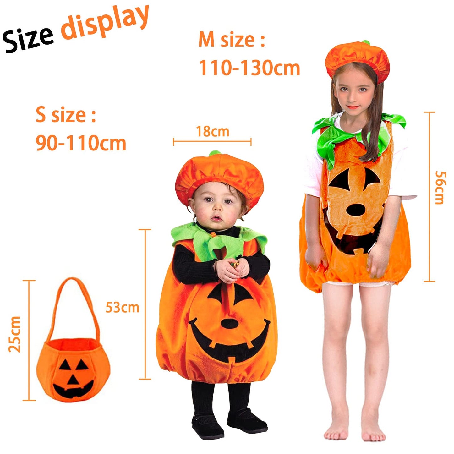 ASSUGO Costum Halloween dovleac cu palarie si sacosa