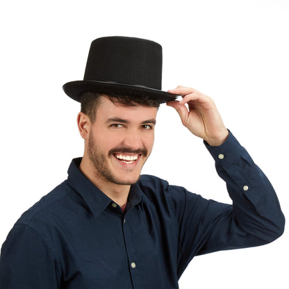 Relaxdays Zylinderhut Pălărie cilindrică neagră pentru carnaval și petrecere costum, mărime unică, max. circumferință cap 59 cm, Gentleman (negru)