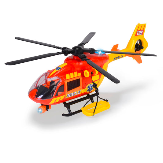 Dickie Toys - Helicopter de salvare Airbus H145 (36 cm) - Jucărie cu elicopter cu elice cu arc, lumină, sunet și accesorii - Jucărie pentru copii de la 3 ani