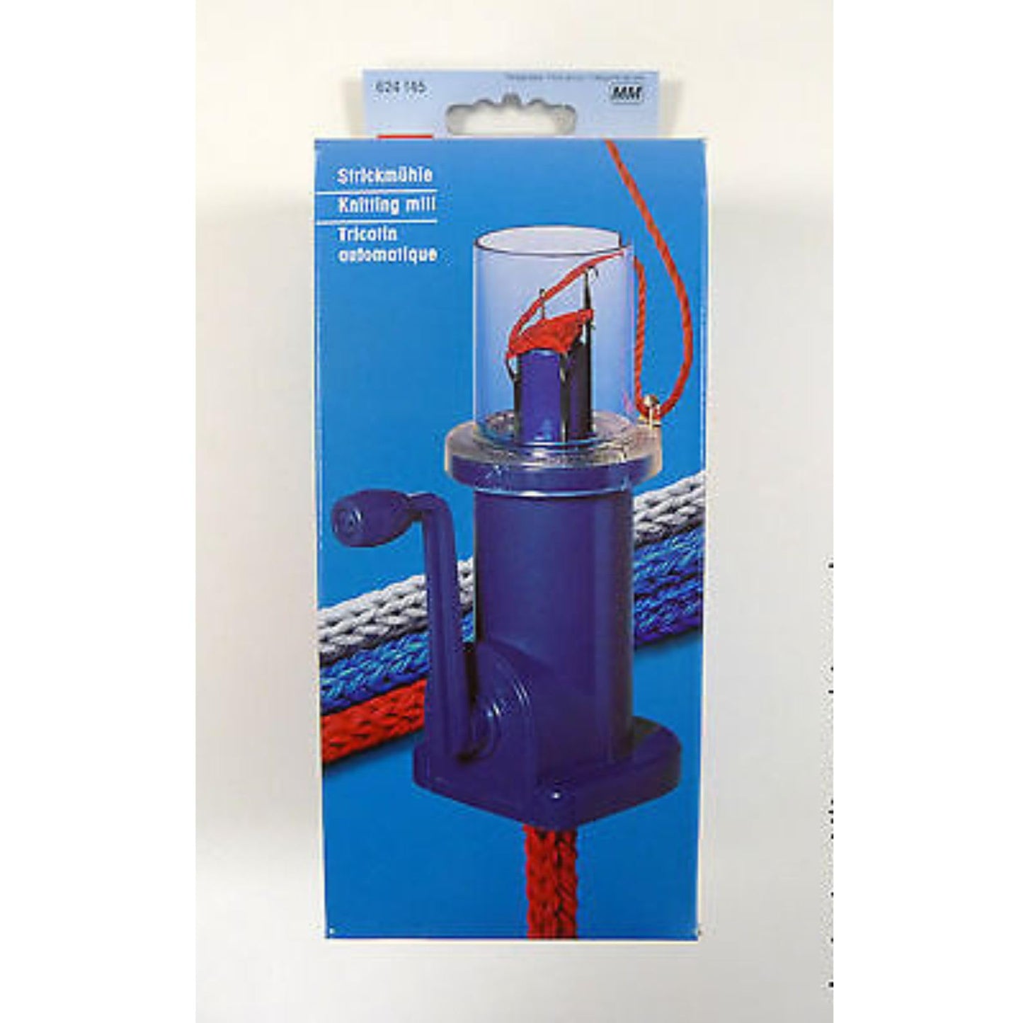 Prym 624145 Mașină de tricotat manuală pentru lână 3–3,5 mm cu manivelă albastră compactă 3+ ani