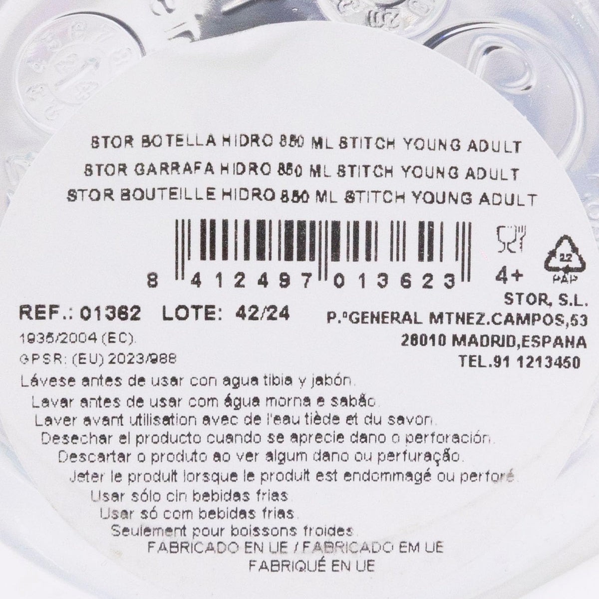 Stor 1362 Sticlă reutilizabilă pentru băut 850ml din plastic fără BPA cu capac metalic etanș ideală pentru școală sport călătorii