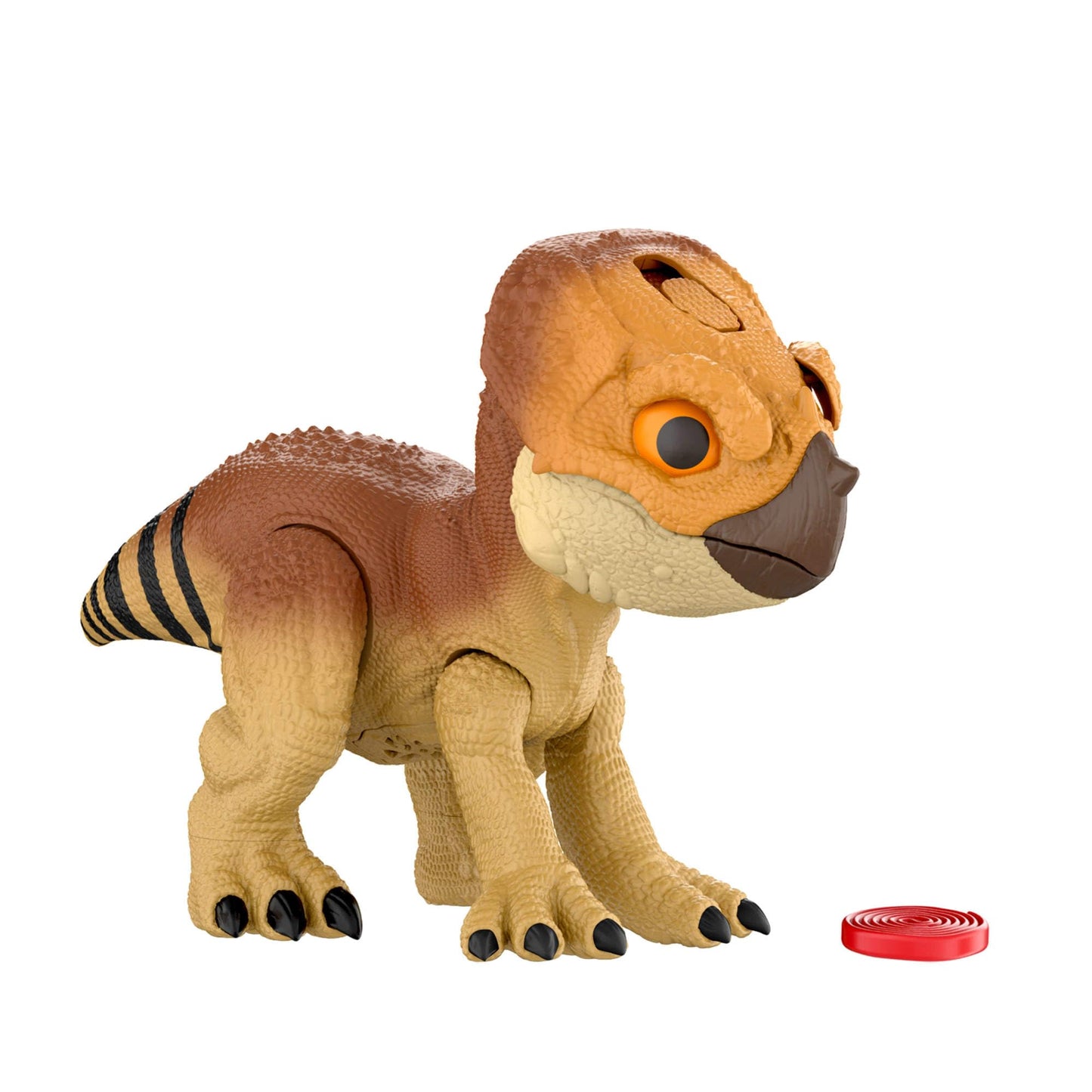 Mattel Jurassic World Primal Protector Aquilops Dolores Figurină interactivă de dinozaur cu mișcări de atac și sunete de răget, accesoriu alimentar, de la 4 ani