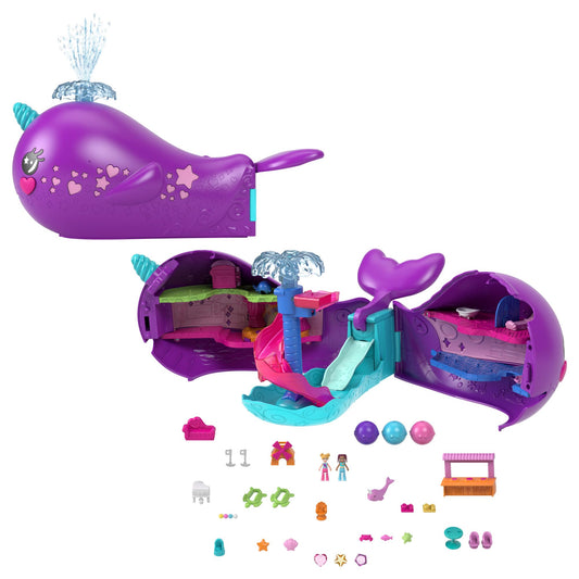 Polly Pocket Sparkle Cove Barcă Narval HKV71, 4+ ani