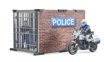 bruder 62732 Bworld Set de joacă Poliție Stație de poliție cu motocicletă 1:16 de la 4 ani