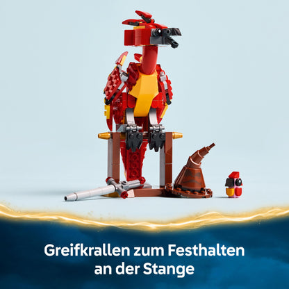 LEGO Harry Potter Fawkes: Jucărie Dumbledore's Phoenix cu Pălăria Vorbitoare, Sabia Gryffindor & Baby Fawkes – 76448