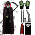 DaengGeGe Sensenmann Set Costume pentru Copii cu Pelerină și Glugă, 6-12 ani, Negru și Roșu