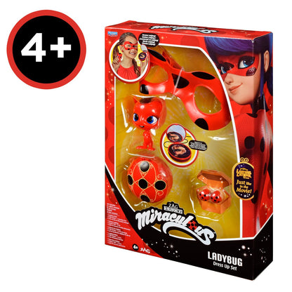 BANDAI - Miraculous Buburuza - Set de Transformare - Costum Ladybug - Cutie cu Masca JoJo, Cercei Tikki și Kwami - Costum și Accesorii Miraculous - Jucărie pentru Copii de la 4 Ani - P50601
