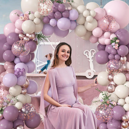 Balloon Garland Girlandă Baloane Roz Lila, 116 buc.