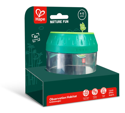 Hape Nature Fun Paharel pentru Observarea Gândacilor cu Lupă - din Plastic Vegetal, Set Outdoor pentru Naturaliști pentru Observarea Gândacilor și Animalelor Mici, Paharel pentru Observarea Insectelor pentru Copii de la 4 Ani