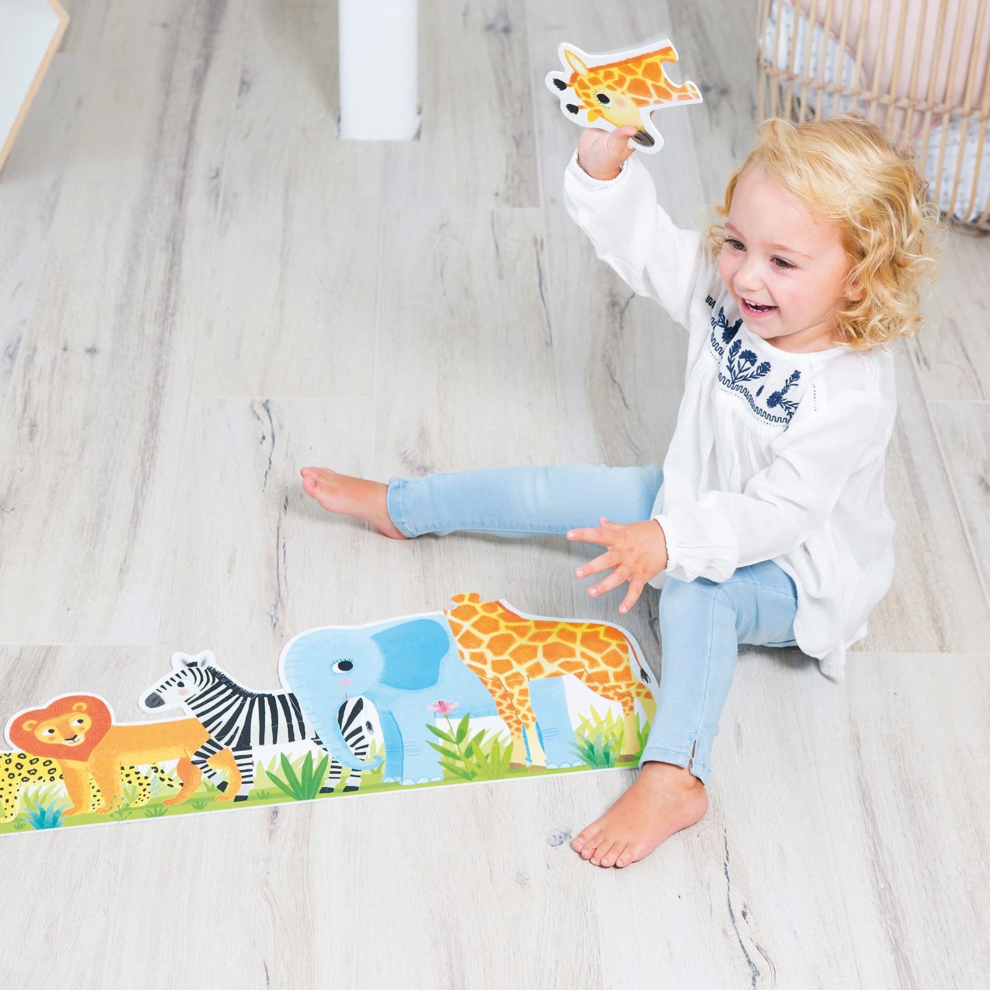 Goula D53426 - Puzzle XXL - Junglă, de la mic la mare, pentru copii de la 2 ani