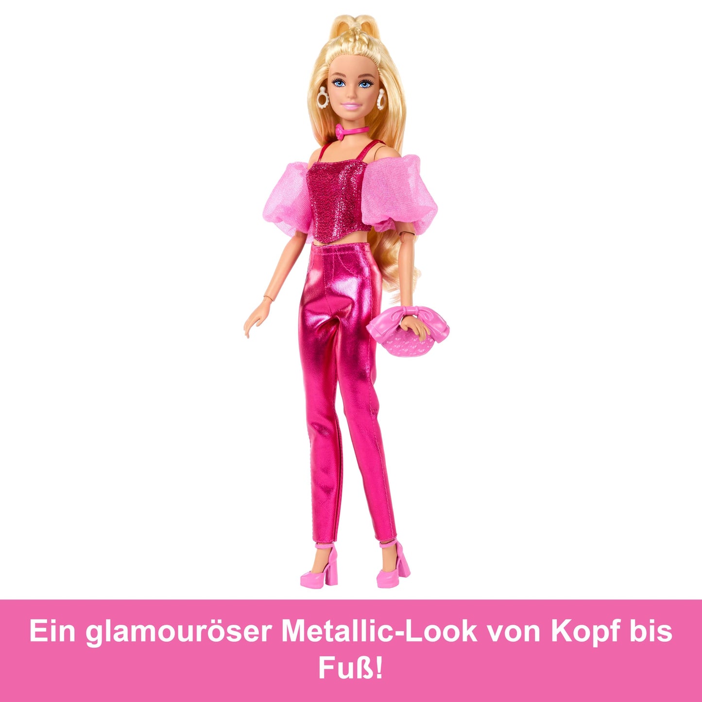 Barbie Deluxe Style Păpușă Ținută Metalizată Roz, JFP40