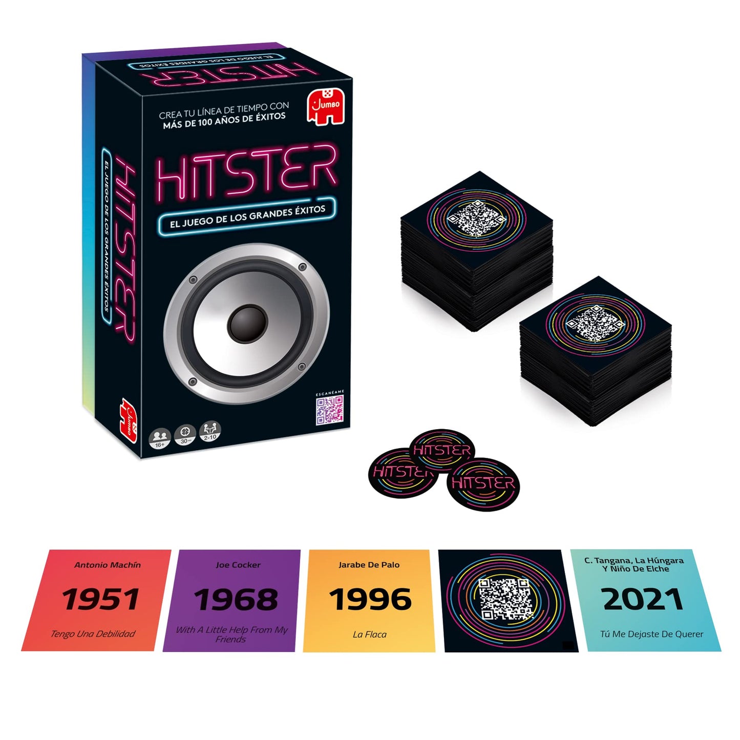 Jumbo Hitster Original - Joc de petrecere și cărți pentru adulți și familie - 2 până la 10 jucători, peste 16 ani - Spaniol