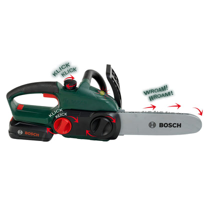 Theo Klein 8399 Bosch Ferăstrău cu Lanț | Reproducere fidelă, adaptată copiilor | Ferăstrău cu funcții de lumină și sunet | Jucărie pentru copii de la 3 ani