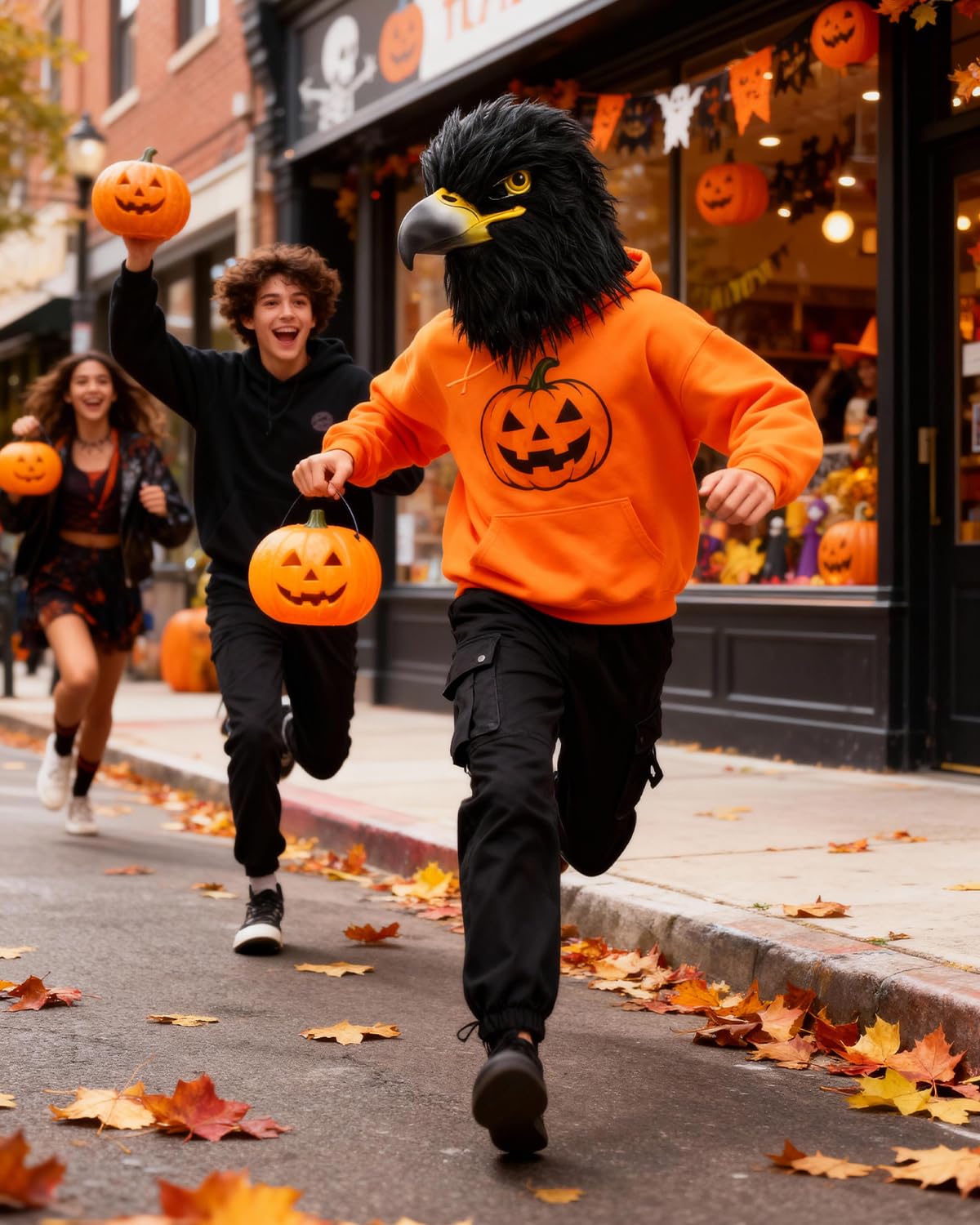 Shayulajiao Mască cap vultur negru din latex, Halloween