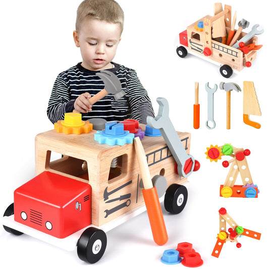 Nauotk CK-142 Set de joacă cu unelte din lemn Montessori 30 piese pentru copii 2 3 4 ani