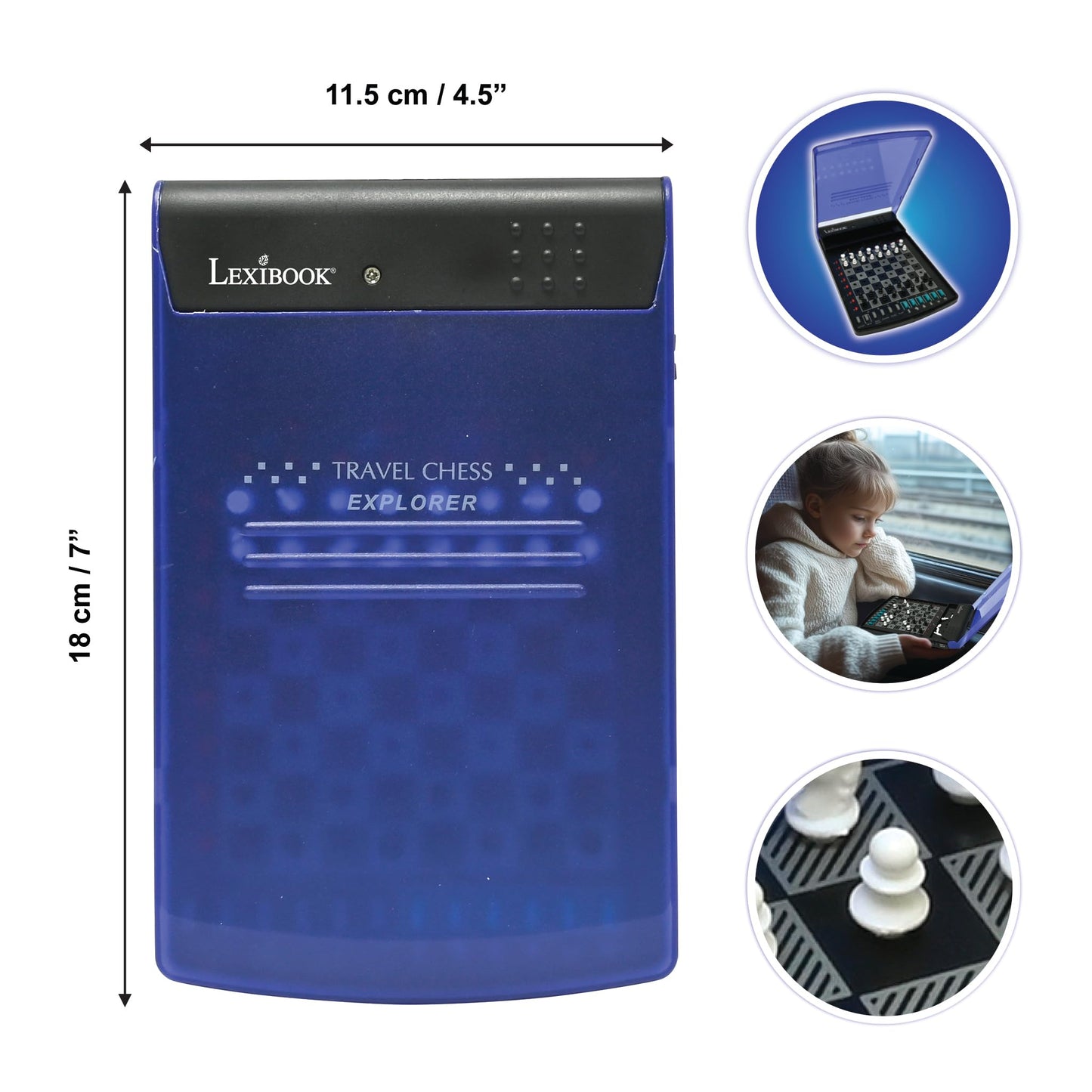 Lexibook LCG500 Set de șah electronic de călătorie 32 piese 64 niveluri dificultate 1-2 jucători joc de strategie joc de familie