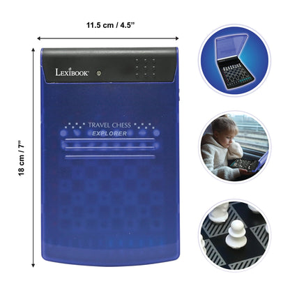 Lexibook LCG500 Set de șah electronic de călătorie 32 piese 64 niveluri dificultate 1-2 jucători joc de strategie joc de familie