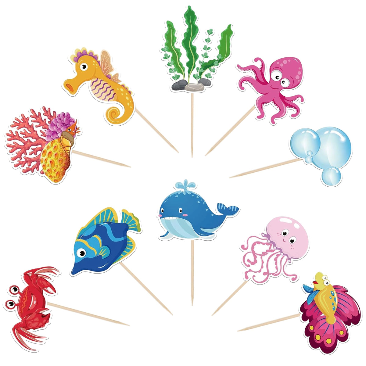 SYKYCTCY Set decorare tort cu 40 piese animale oceanice toppere cupcake