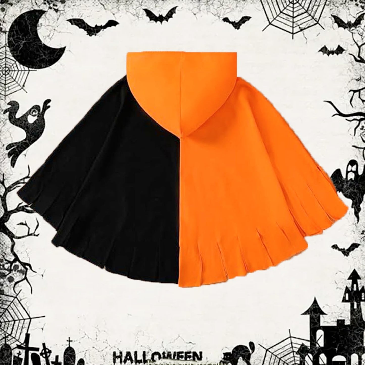 Jingtops Costum Halloween Pelerină Dovleac, 3-12 ani