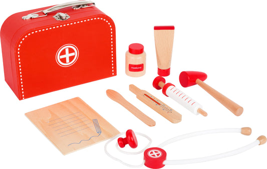 Set de joacă "Trusa medicală" din lemn, cu seringa, stetoscop, termometru și multe altele, pentru copii de la 3 ani, 11183