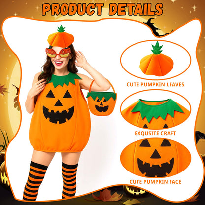 YTPAFK Costum Dovleac Halloween Set, 5 piese