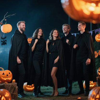 XWGKLN Pelerină neagră cu Glugă 160 cm, Halloween