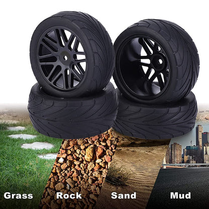 Set 4 Roți Offroad, Roți cu Șenile pentru Auto RC, Universal, 1/10, 85 mm, Fernbedienung (negru)