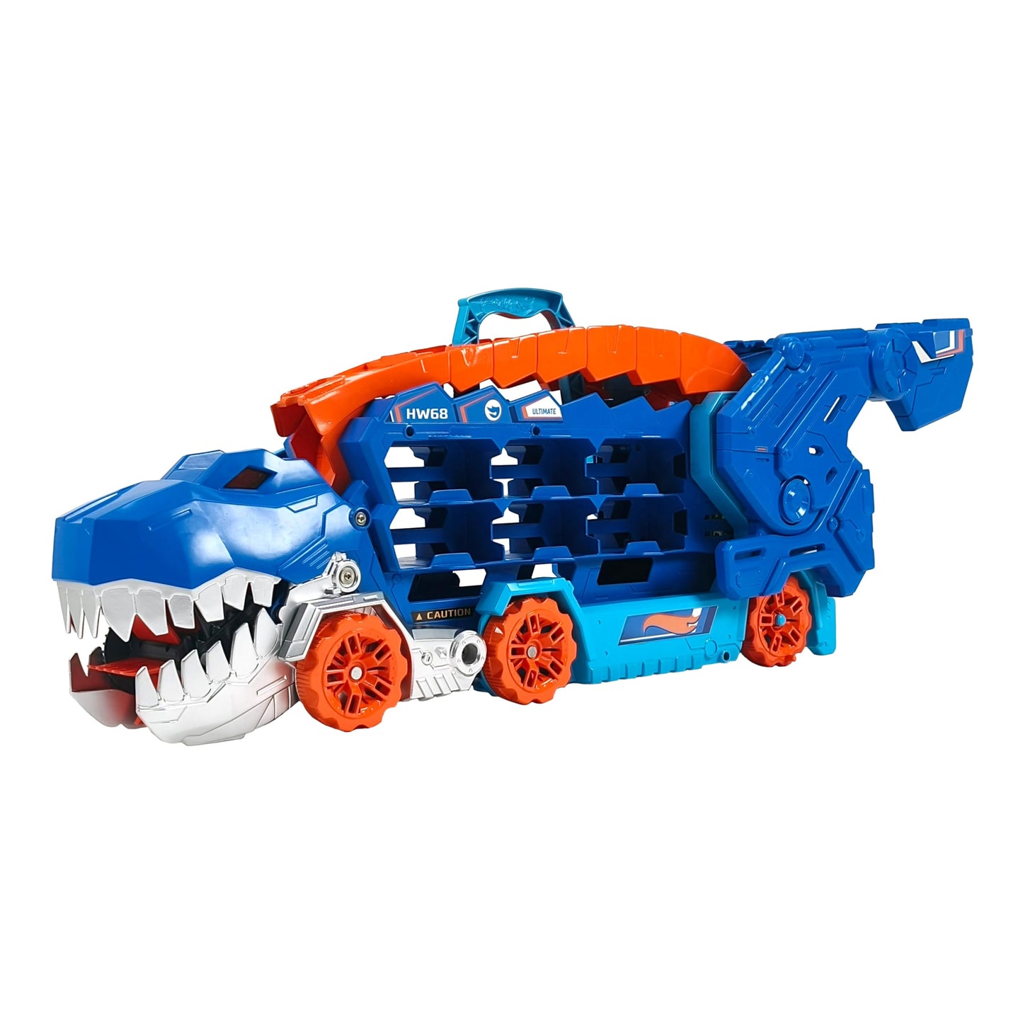 Hot Wheels City T-Rex Transporter cu pistă, 4+ ani