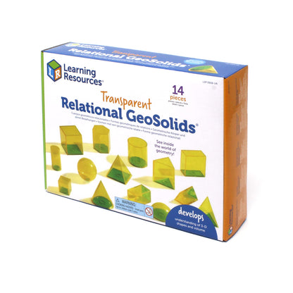 Learning Resources Relational GeoSolids Set de corpuri geometrice 3D transparente pentru învățarea volumului de la 8 ani