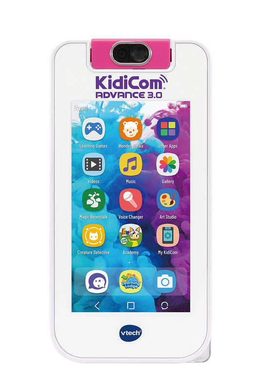 VTech Kidicom Advance 3.0 (Roz) - Jucărie educativă și dispozitiv de comunicare sigur pentru copii, cu e-book-uri, cameră, aplicații prietenoase și jocuri, potrivit pentru băieți și fete 4-7 ani.