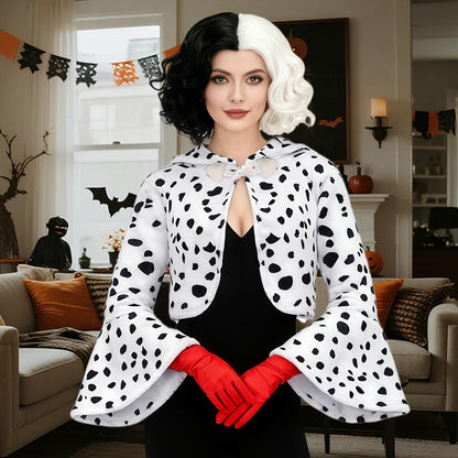 Miulruma Set costum Cruella Deville, peruca + jacheta + acces.
