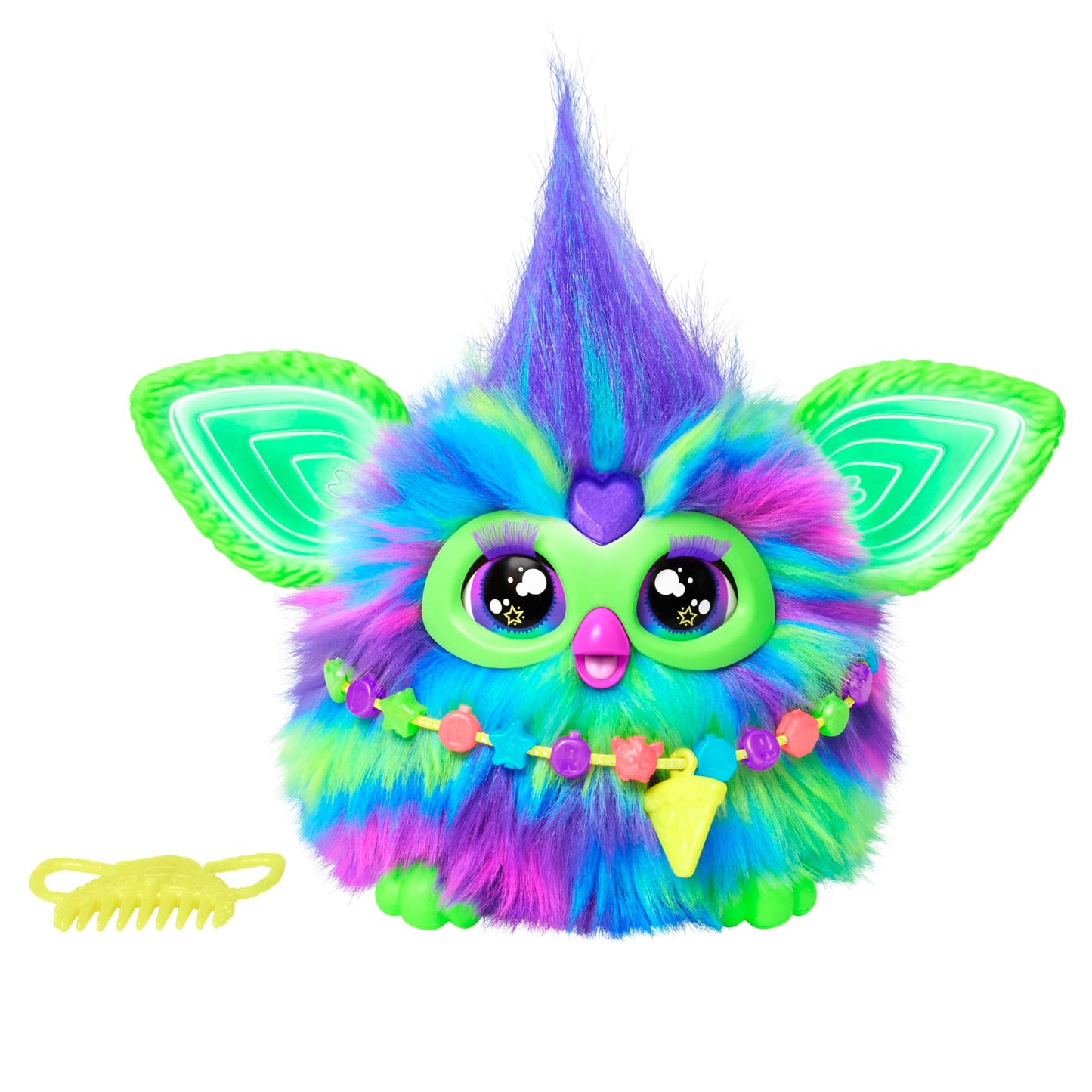 Furby Galaxie, jucărie interactivă din pluș, luminează în întuneric, versiune franceză