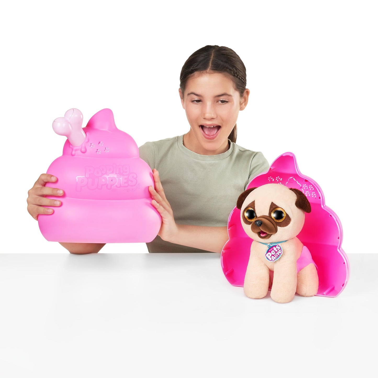 Jucarie de plus surpriza Catelus Interactiv Pets Alive Pooping Puppies