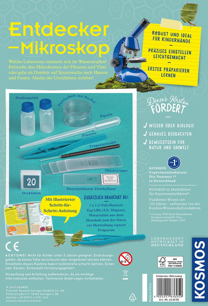 Mikroscop KOSMOS 636050 pentru copii, kit de experimente, ideal pentru elevi, recomandat copiilor de la 8 ani.
