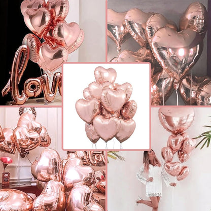 Jonami Set 25 baloane folie inimă roz auriu 18 inch decor romantic pentru nuntă și Ziua Îndrăgostiților