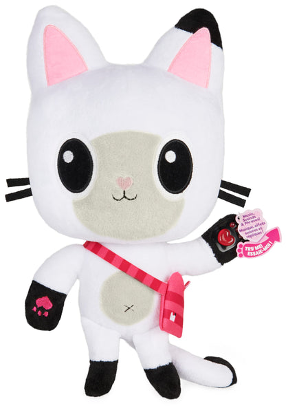 Gabby's Dollhouse, pisica pufoasă Talking Pandy Paws de 33 cm, cu lumini, 2 melodii în engleză și 10 sunete, potrivită pentru copii de la 3 ani.