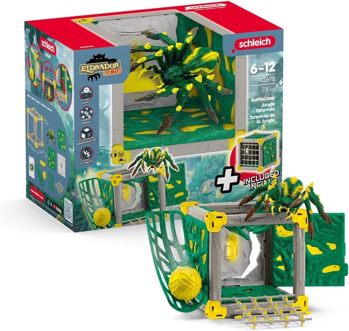 Schleich 42678 BattleCave Dschungeltarantel - Set de joc ELDRADOR CREATURES, 28 piese, recomandat de la 7 ani