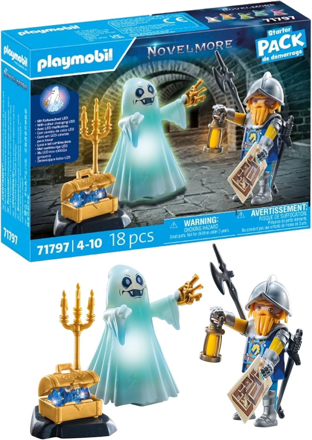 PLAYMOBIL | Novelmore | Fantomă de castel și cavaler | Jucărie pentru copii de la 4 ani | 71797