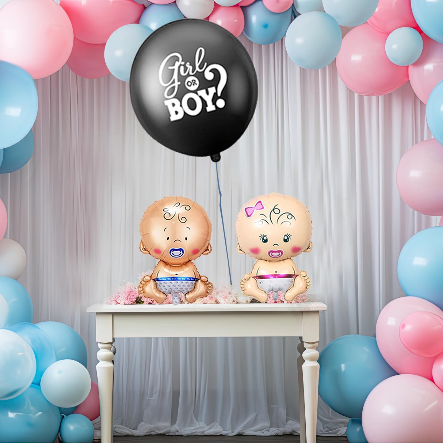 Montegoni Gender Reveal Party Set de decorare pentru petreceri bebeluși, cu confetti roz și albastru