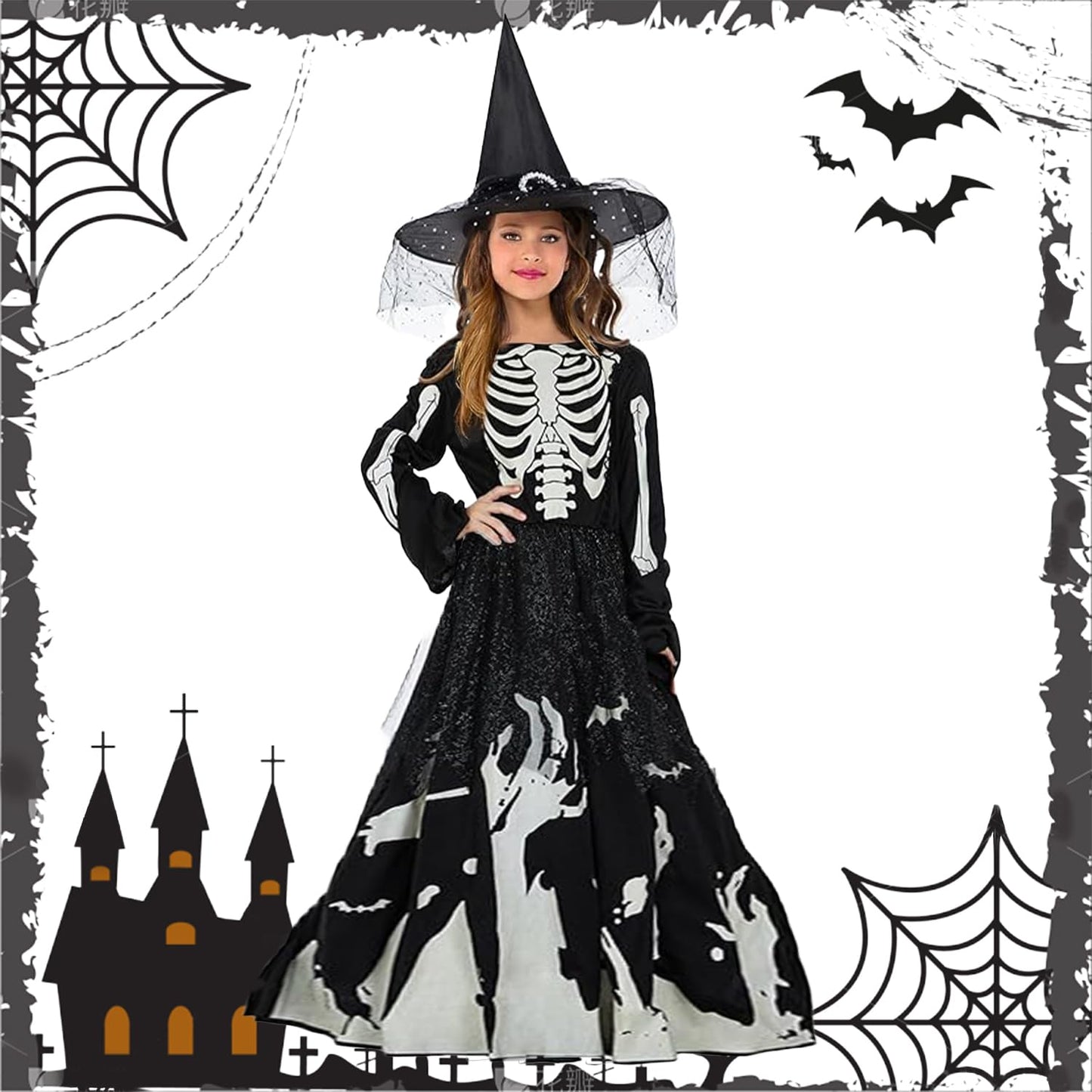 YeahBoom Costum Schelet Halloween pentru Fete