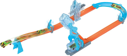 Set de Start Hot Wheels Track Builder - Pista cu Cădere Liberă, Cutie Modulară de Depozitare, Rampă de Cădere, Flipper, pentru Copii de la 4 Ani, HNJ67