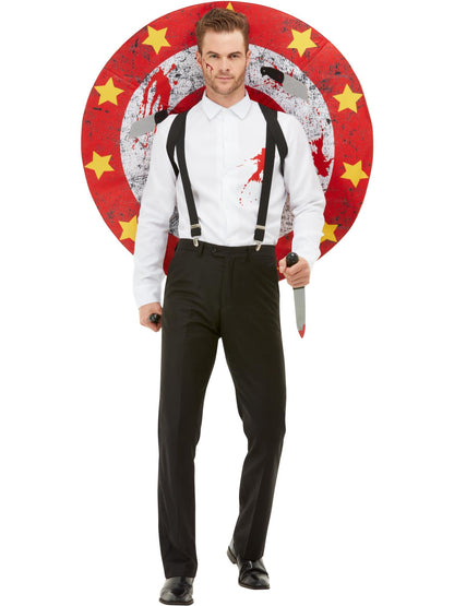Costum de aruncător de cuțite Smiffys, Deluxe, Roșu & Alb, cu cămașă, țintă & cuțite cu velcro