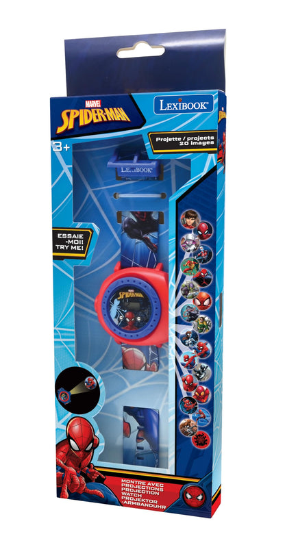 Lexibook Spider-Man Ceas digital cu proiecție reglabilă 20 imagini Spider-Man pentru copii/băieți roșu și albastru