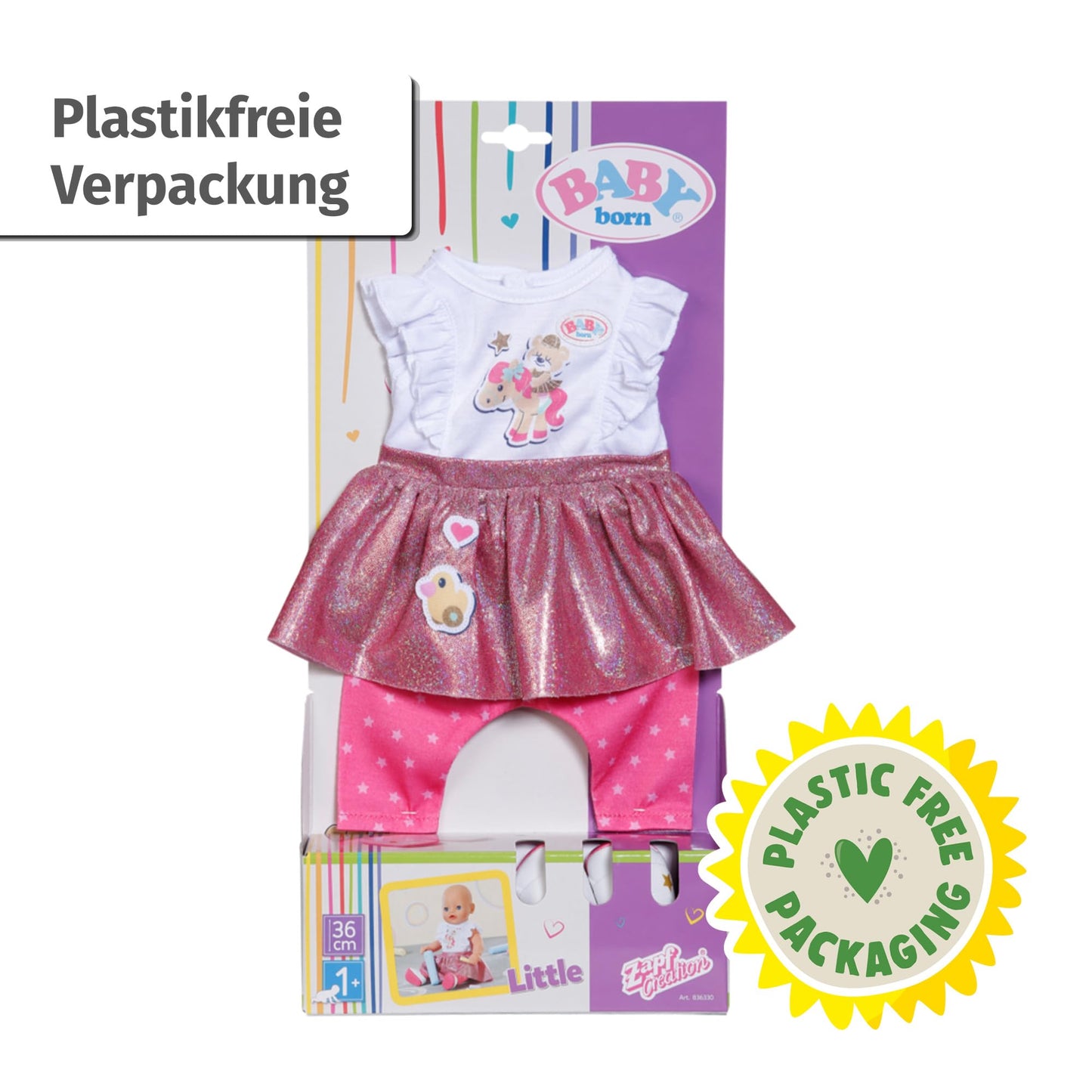 BABY Born Lieblingsoutfit Set de îmbrăcăminte 2 în 1 cu tricou și colanți pentru păpuși de 36 cm