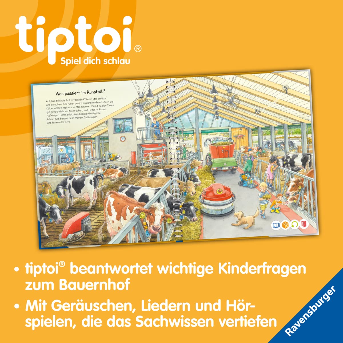 Ravensburger tiptoi Starter-Set 00114: Stilou și carte despre fermă – Jucărie educativă pentru copii de la 4 ani – Jocuri de învățare pentru 4 ani