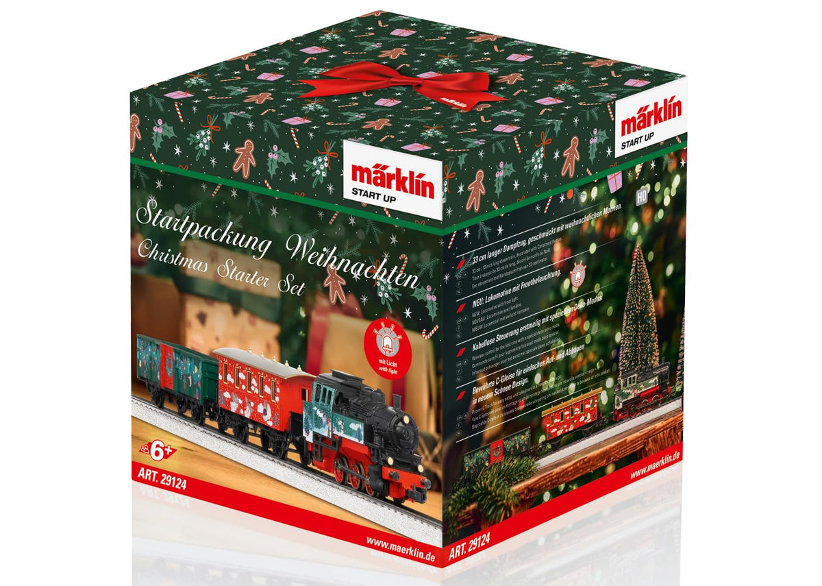 Märklin 29124 Set de tren de jucărie cu locomotivă cu aburi și vagoane tematice de Crăciun, Spur H0, de la 6 ani
