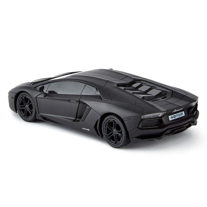 Mașină RC CMJ Lamborghini Aventador cu faruri funcționale, control de la distanță, scară 1:24, 2,4 GHz, jucărie excelentă (Negru)