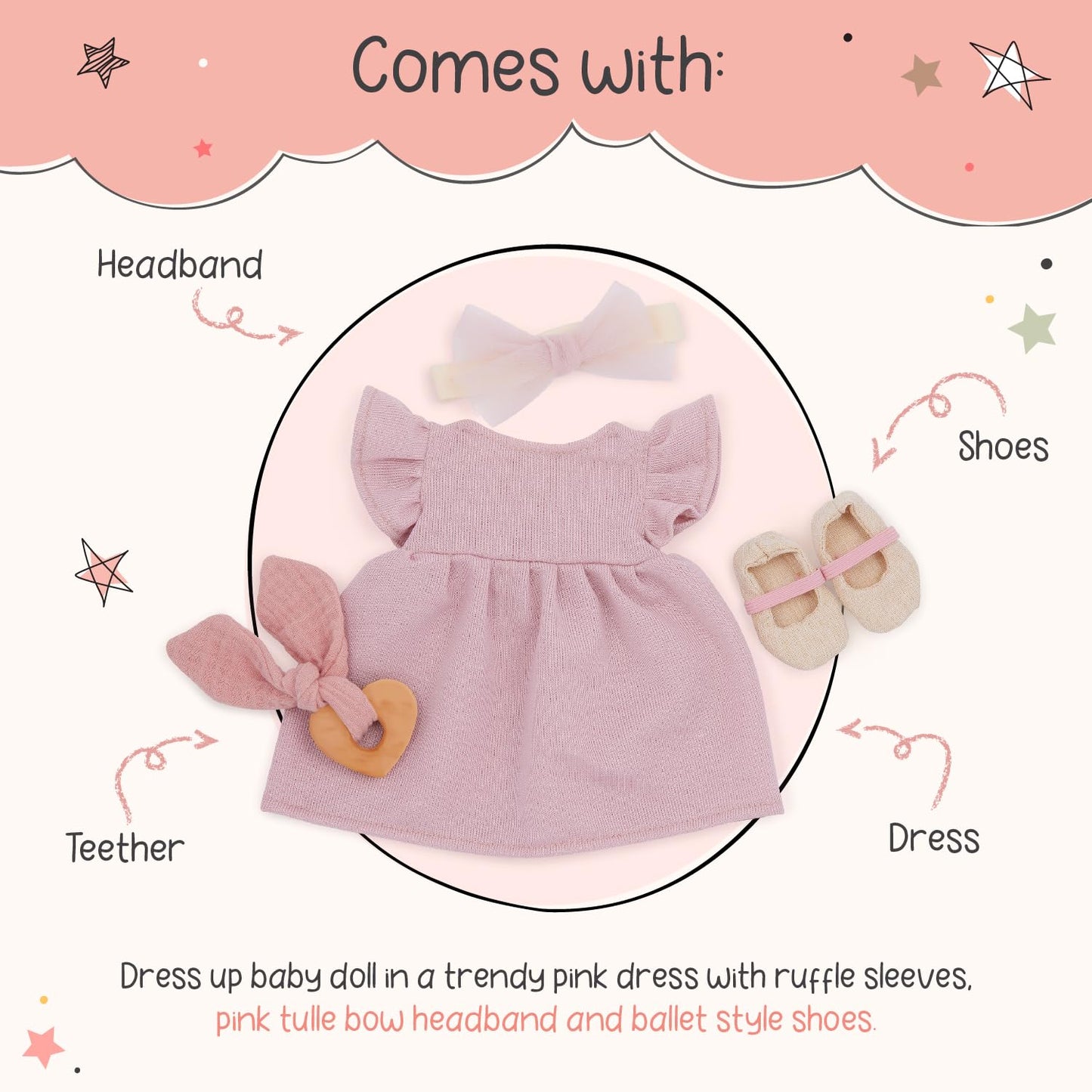 LullaBaby Îmbrăcăminte Păpuși 36cm, 2+ ani