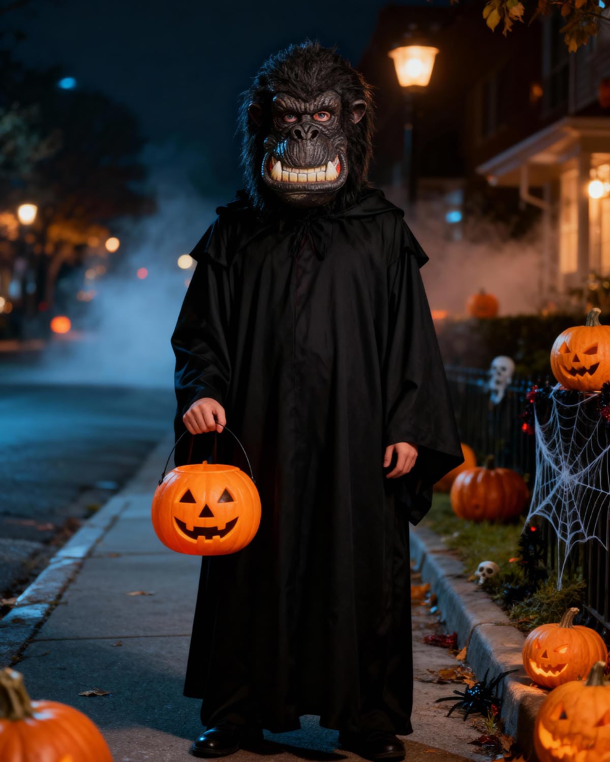 Masca Gorilla | Halloween & Carnaval – Masca din latex cu imitație de blană pentru petreceri, parade și carnavaluri